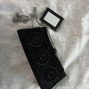 Elegant Black Beaded Clutch